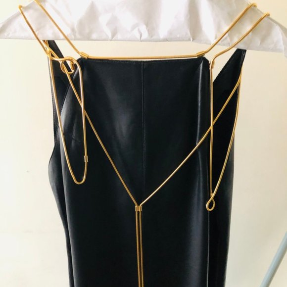 Alexis Black Leather Runway Cocktail Dress - Picture 3 of 8